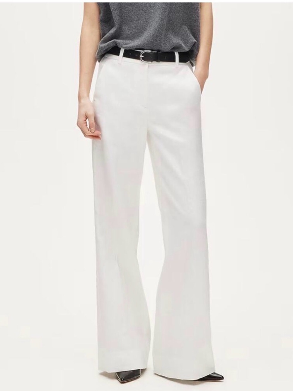 J Crew Sydney Stretch Linen blend Flare Leg Trouser Pant Women's size 14 White